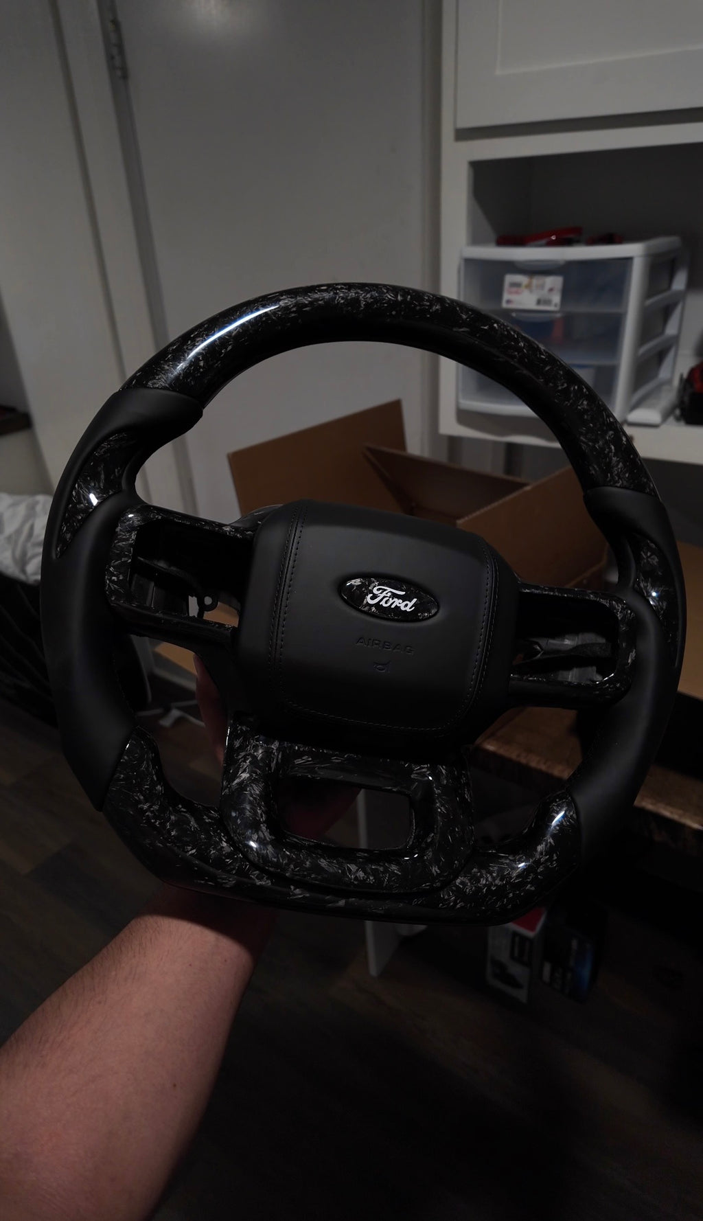 2021–2026 F-150 Black Forged Carbon Fiber Steering Wheel
