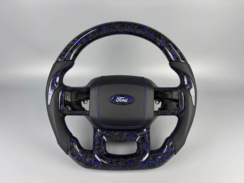 Blue forged carbon custom steering wheel by MAB Customs